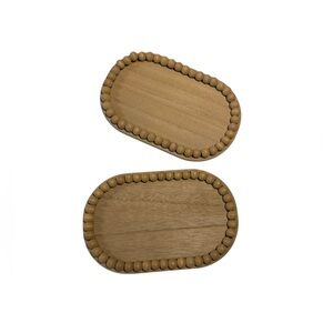 2 Beaded Trim Oval Trays - NWOT